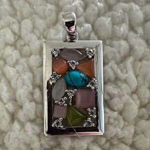 Lia Sophia Galileo Silver-Tone Slide Pendant with multicolored stones & crystals